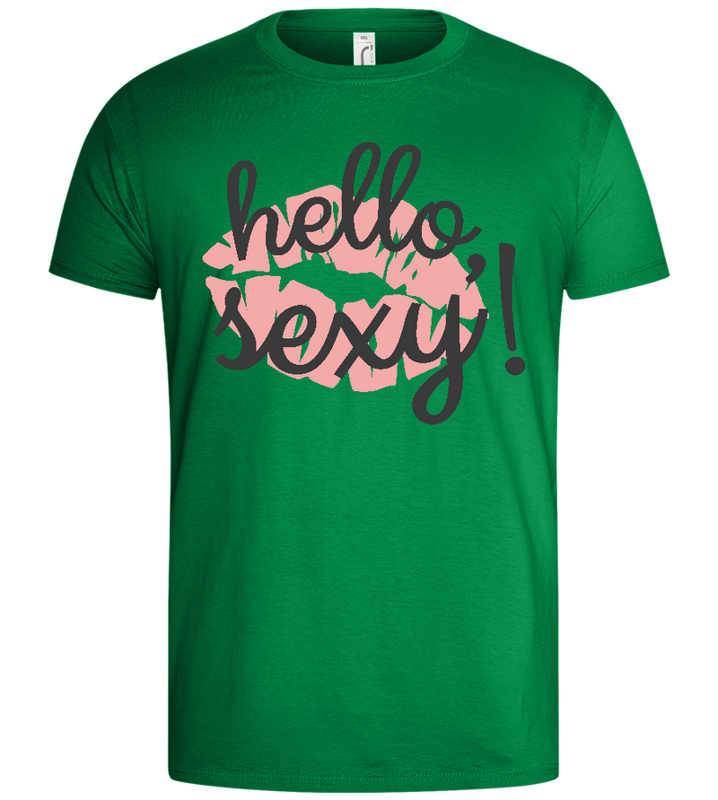 Hello Sexy Smooch Design - Basic men's t-shirt_MEADOW GREEN_front