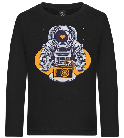 Spaceman Camera Design - Premium kids long sleeve t-shirt_DEEP BLACK_front