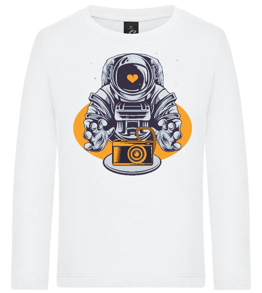 Spaceman Camera Design - Premium kids long sleeve t-shirt_WHITE_front