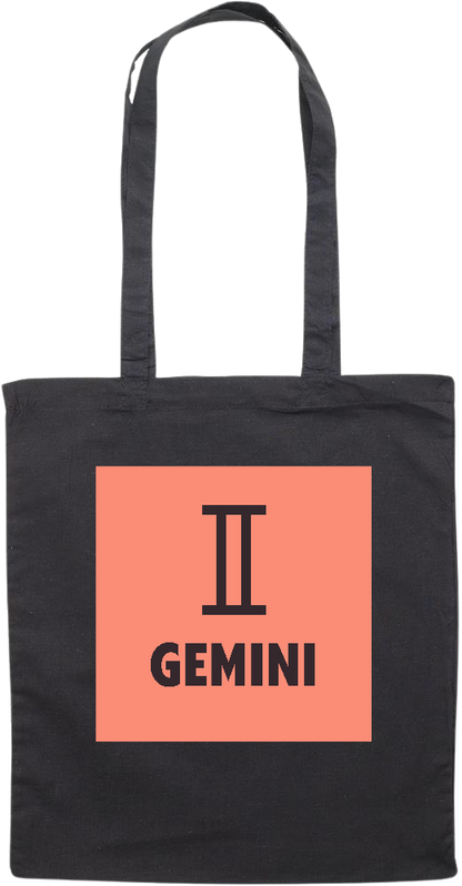 Zodiac Gemini Design - Essential colored event tote bag_BLACK_front