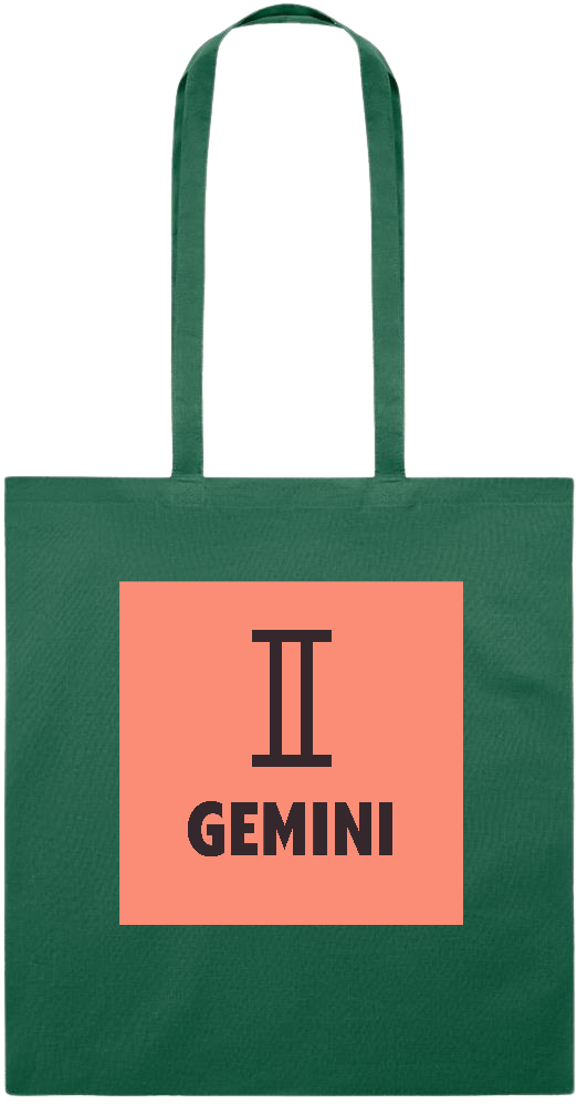 Zodiac Gemini Design - Essential colored event tote bag_DARK GREEN_front