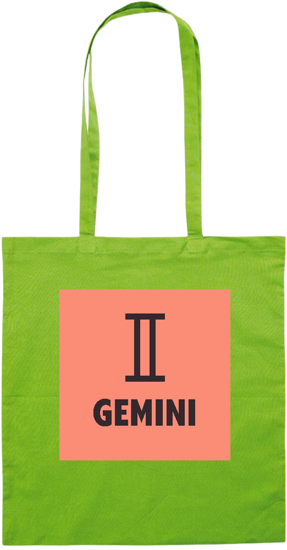 Zodiac Gemini Design - Essential colored event tote bag_LIME_front