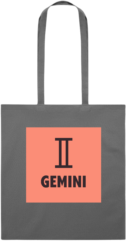 Zodiac Gemini Design - Essential colored event tote bag_STONE GREY_front