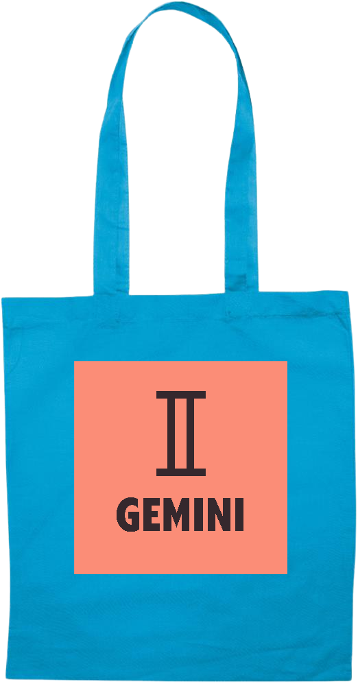 Zodiac Gemini Design - Essential colored event tote bag_TURQUOISE_front