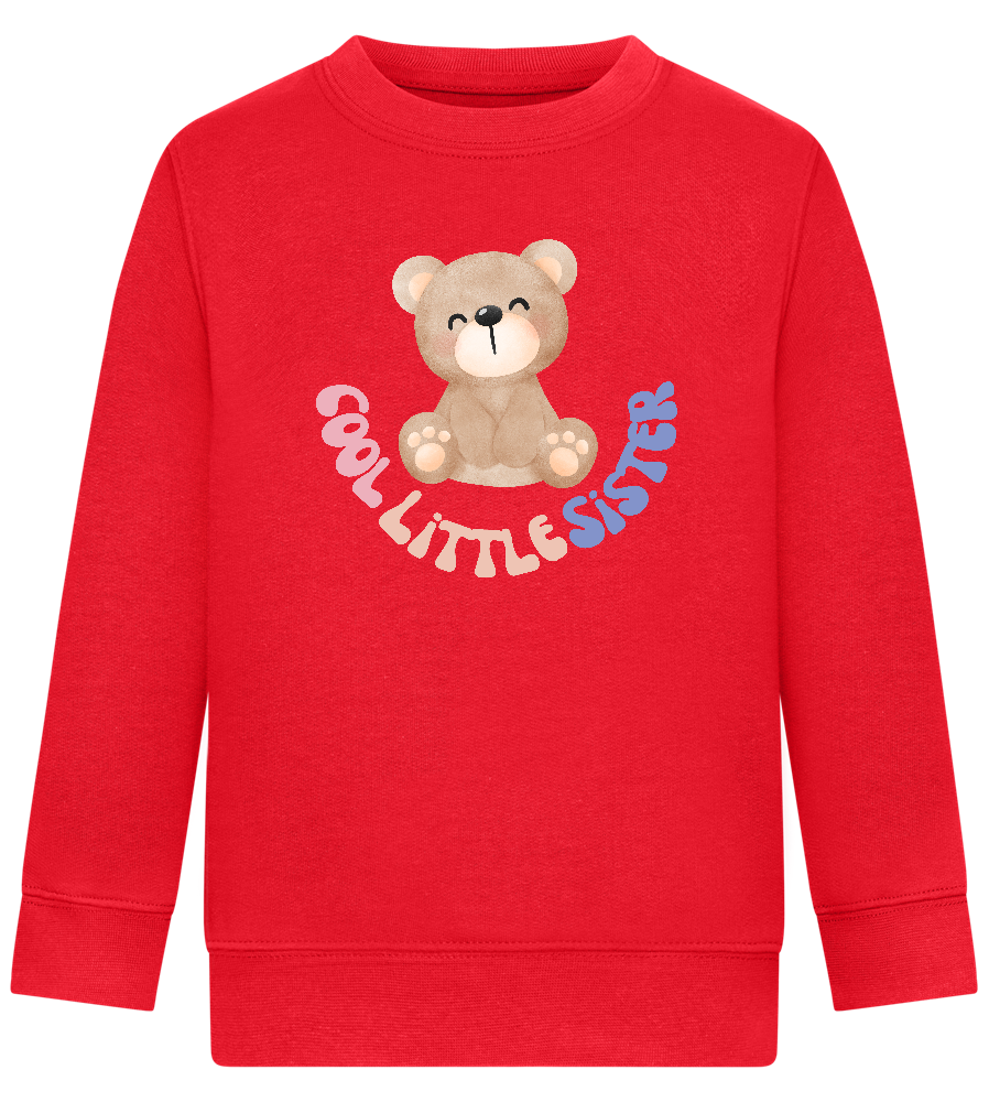 Cool Little Sister Teddy Bear Design - Comfort Kids Sweater_BRIGHT RED_front