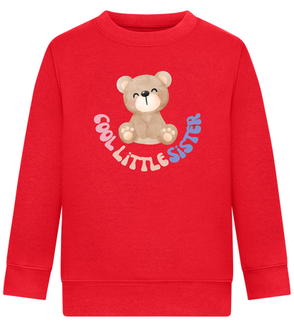 Cool Little Sister Teddy Bear Design - Comfort Kids Sweater_BRIGHT RED_front