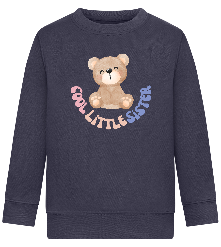 Cool Little Sister Teddy Bear Design - Comfort Kids Sweater_FRENCH NAVY_front