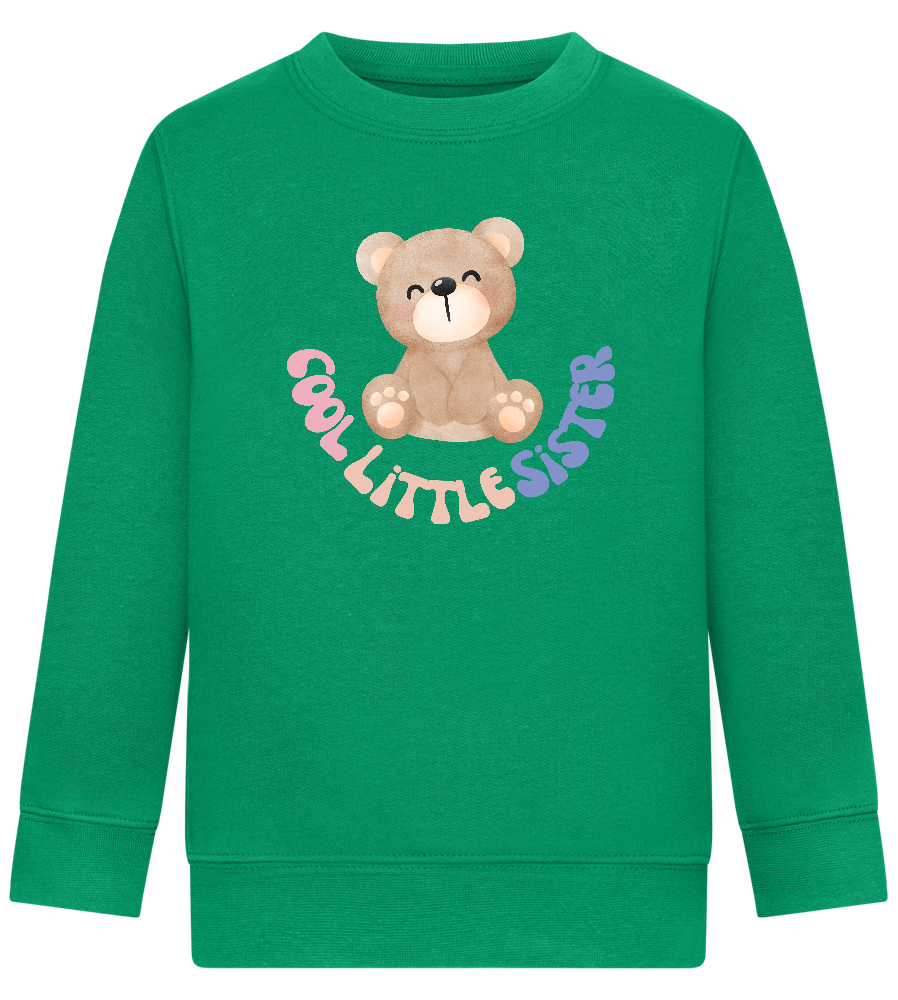 Cool Little Sister Teddy Bear Design - Comfort Kids Sweater_MEADOW GREEN_front