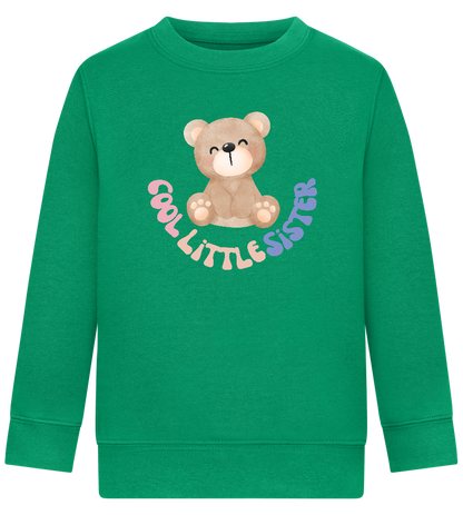 Cool Little Sister Teddy Bear Design - Comfort Kids Sweater_MEADOW GREEN_front