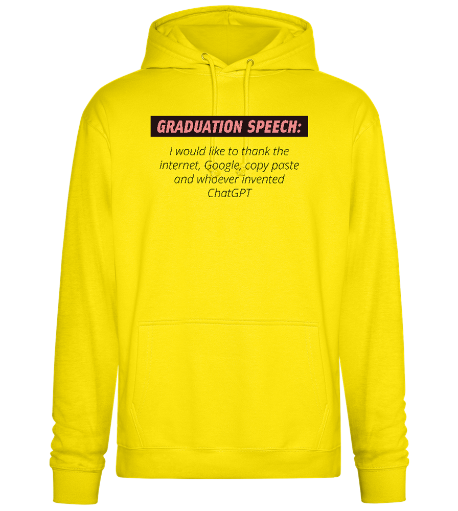 Graduation Speech Design - Premium Essential Unisex Hoodie_YELLOW_front