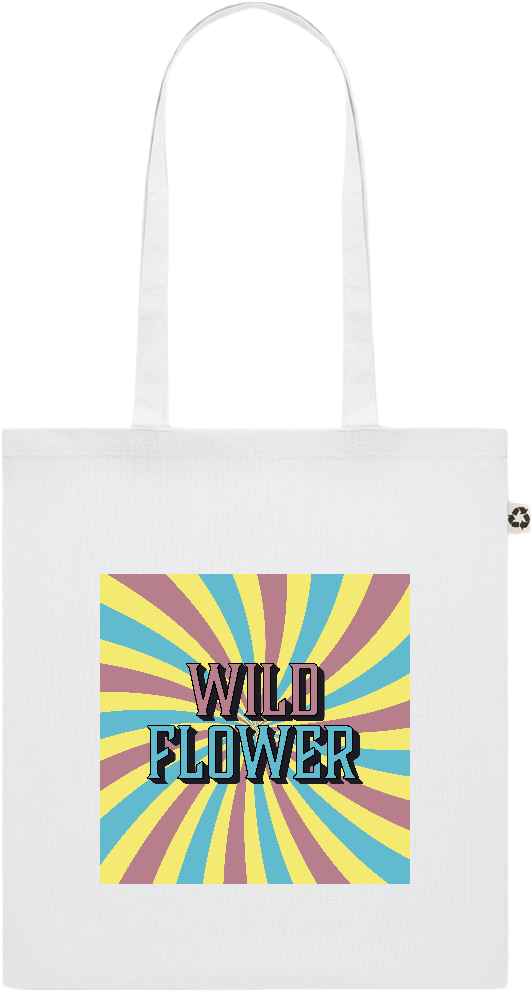 Wild Flower Design - Recycled cotton colored shopping bag_WHITE_front