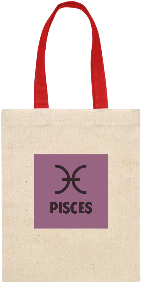 Zodiac Pisces Design - Essential small colored handle gift bag_RED_front