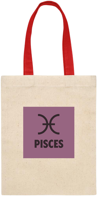 Zodiac Pisces Design - Essential small colored handle gift bag_RED_front