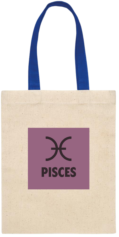 Zodiac Pisces Design - Essential small colored handle gift bag_ROYAL BLUE_front