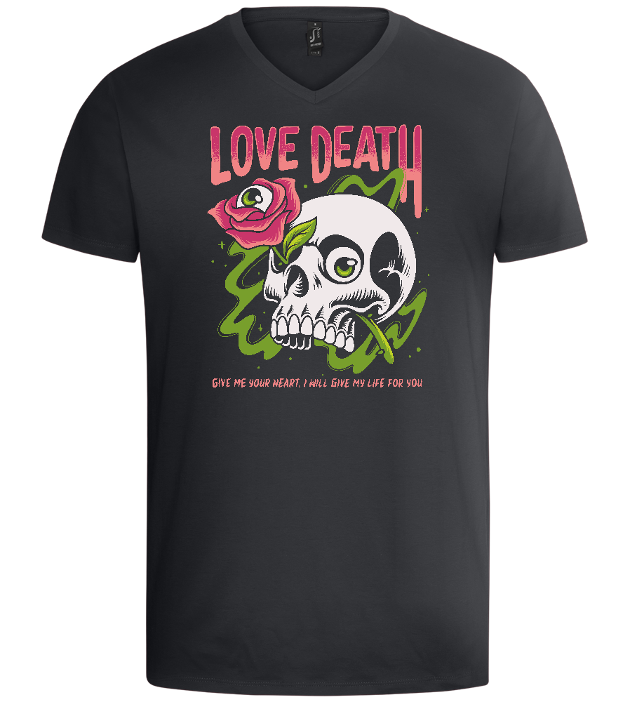 Skull Love Death Design - Basic men's v-neck t-shirt_DARK GRAY_front