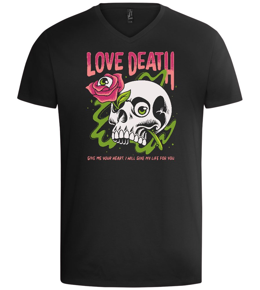 Skull Love Death Design - Basic men's v-neck t-shirt_DEEP BLACK_front