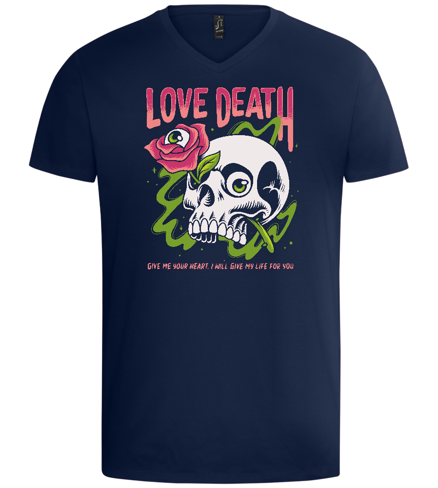 Skull Love Death Design - Basic men's v-neck t-shirt_MARINE_front