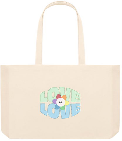 Love is Love Flower Design - Premium large recycled beach tote bag_BEIGE_front