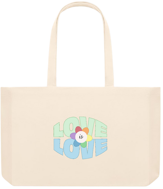 Love is Love Flower Design - Premium large recycled beach tote bag_BEIGE_front