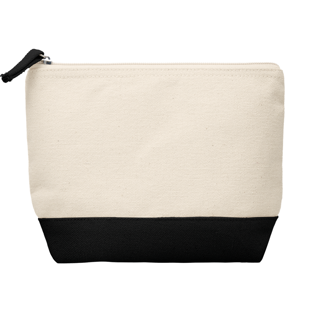 Bicolour Cotton Cosmetic Bag_BLACK_front