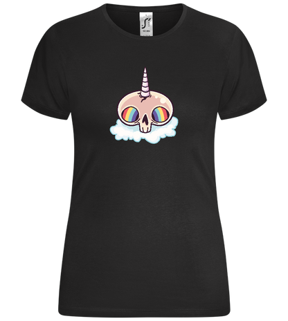 Skull Rainbow Unicorn Design - Comfort women's t-shirt_DEEP BLACK_front