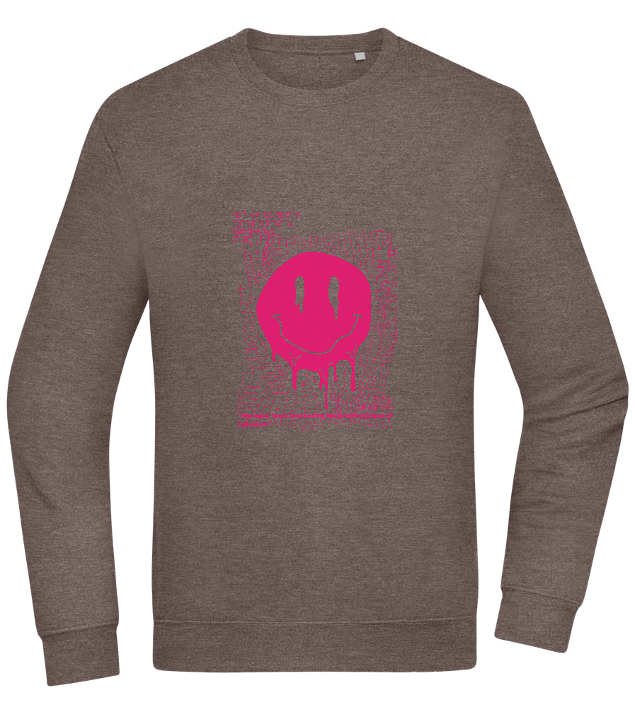 Distorted Pink Smiley Design - Comfort Essential Unisex Sweater_CHARCOAL CHIN_front