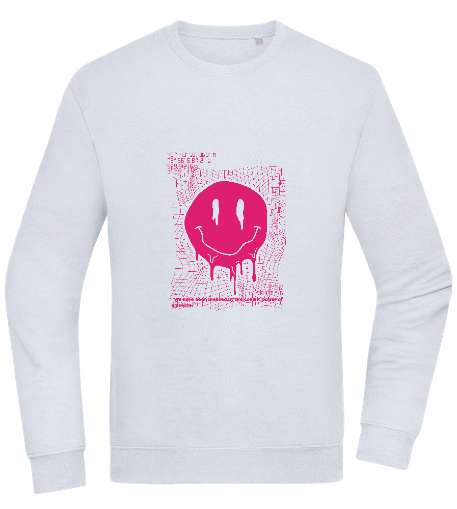 Distorted Pink Smiley Design - Comfort Essential Unisex Sweater_CREAMY BLUE_front