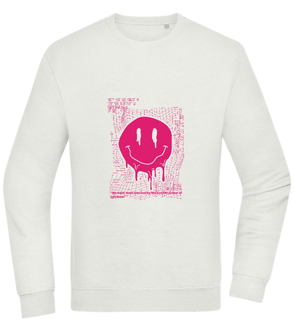 Distorted Pink Smiley Design - Comfort Essential Unisex Sweater_CREAMY GREEN_front