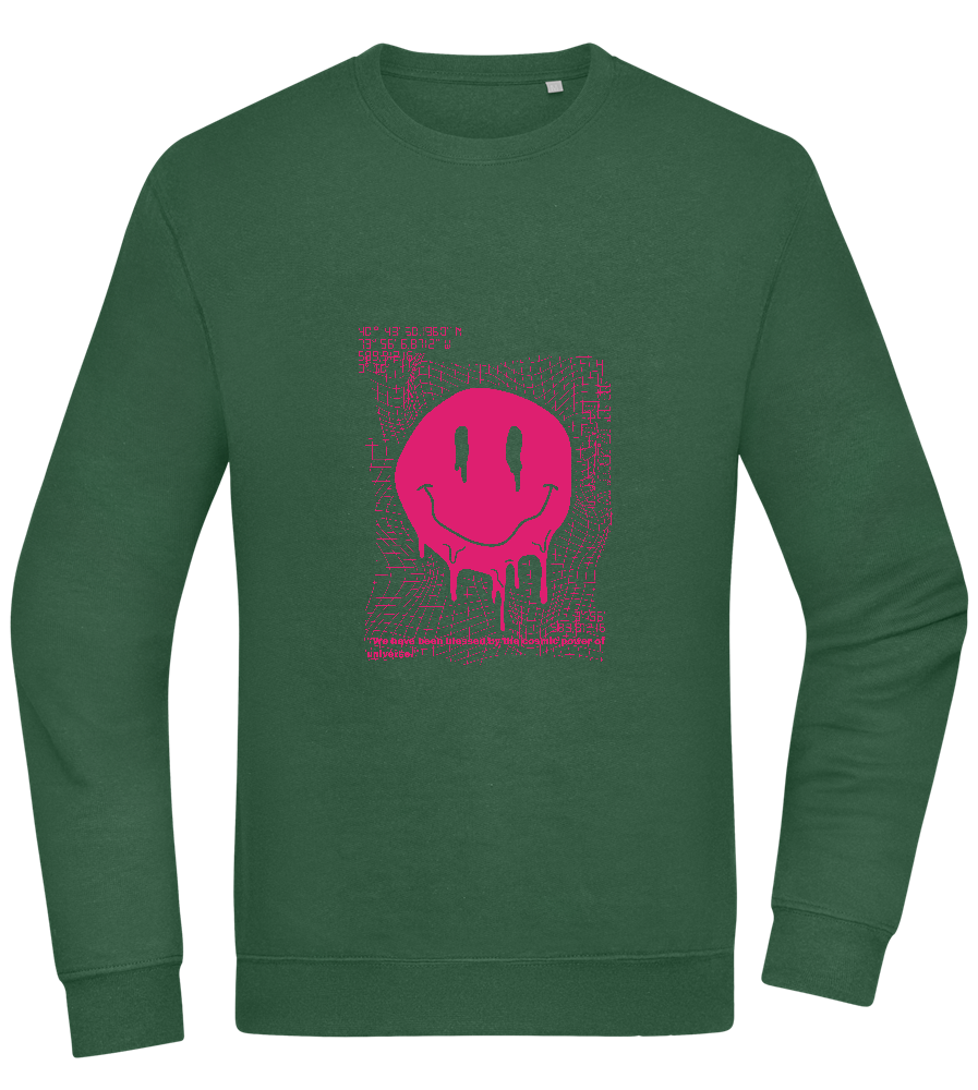 Distorted Pink Smiley Design - Comfort Essential Unisex Sweater_GREEN BOTTLE_front