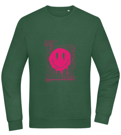 Distorted Pink Smiley Design - Comfort Essential Unisex Sweater_GREEN BOTTLE_front