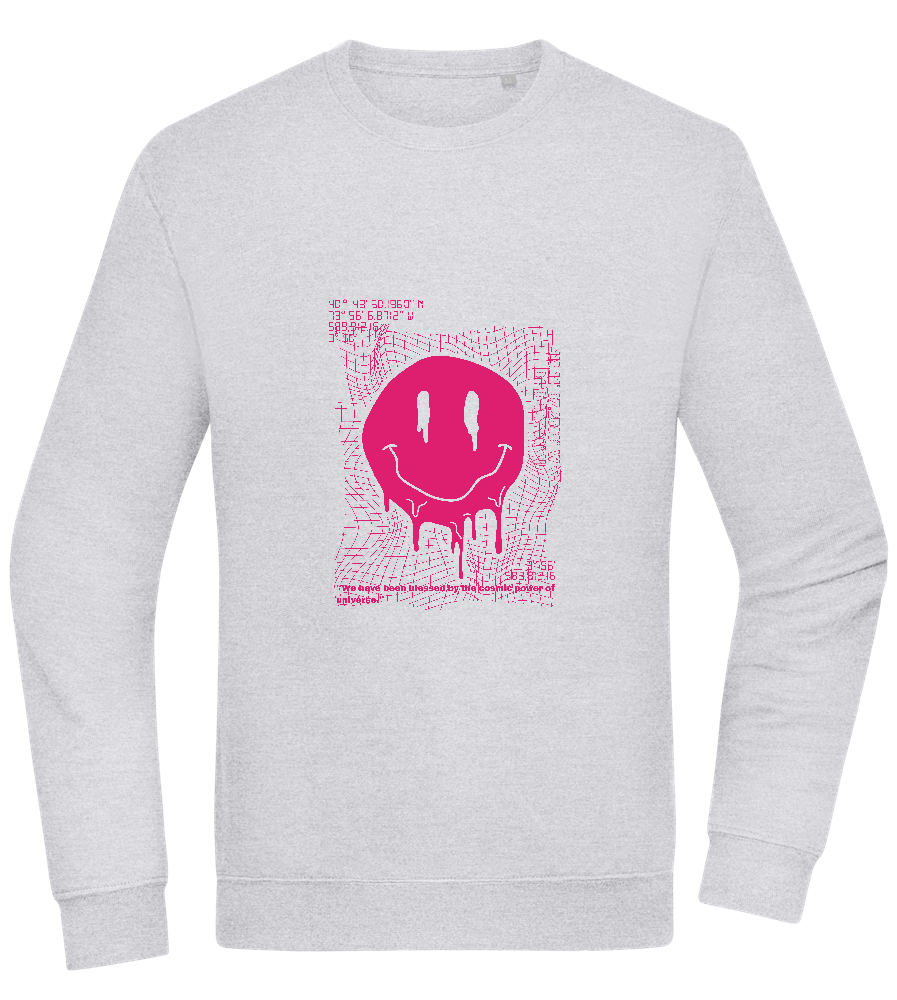 Distorted Pink Smiley Design - Comfort Essential Unisex Sweater_ORION GREY II_front