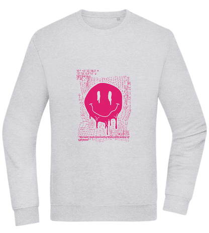 Distorted Pink Smiley Design - Comfort Essential Unisex Sweater_ORION GREY II_front