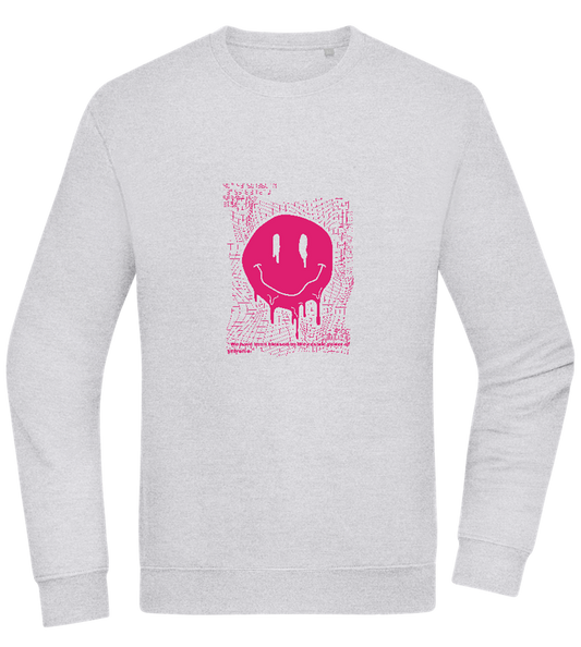 Distorted Pink Smiley Design - Comfort Essential Unisex Sweater_ORION GREY II_front