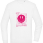 Distorted Pink Smiley Design - Comfort Essential Unisex Sweater_WHITE_front