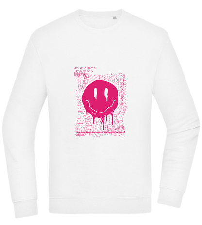 Distorted Pink Smiley Design - Comfort Essential Unisex Sweater_WHITE_front