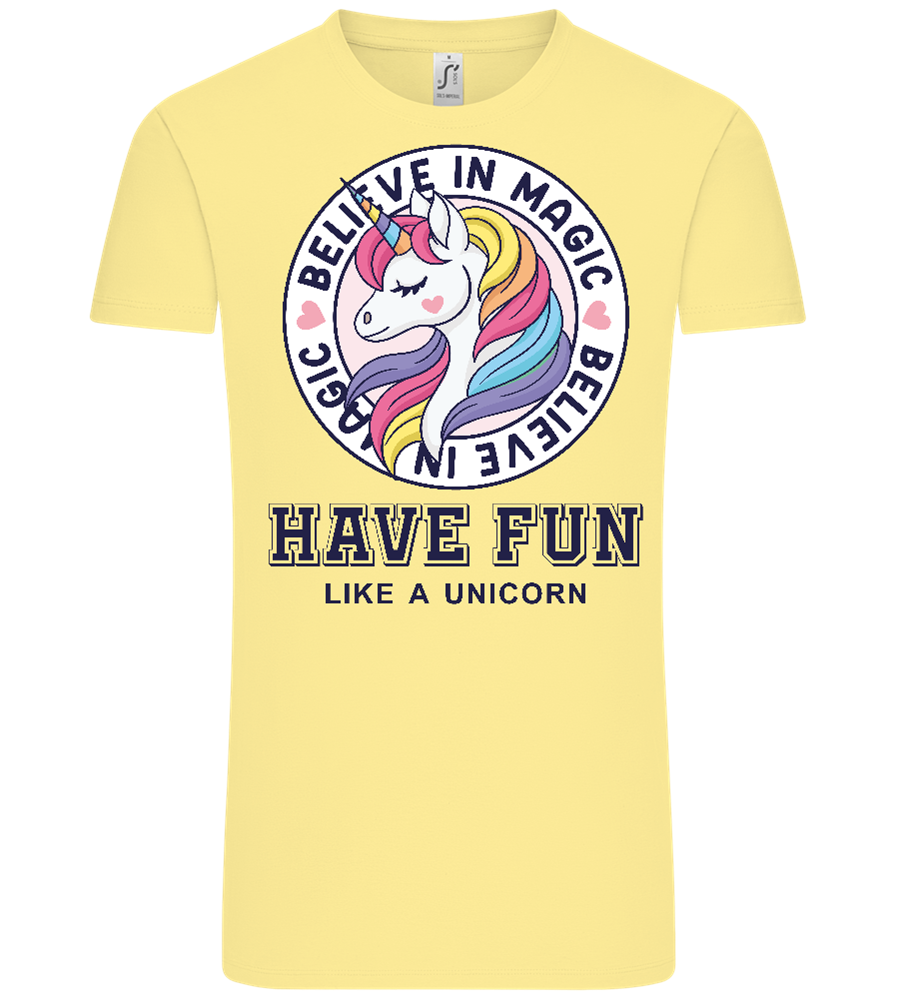 Believe in Magic Unicorn Design - Comfort Unisex T-Shirt_AMARELO CLARO_front