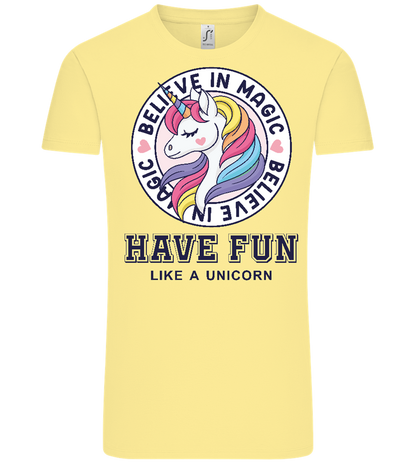 Believe in Magic Unicorn Design - Comfort Unisex T-Shirt_AMARELO CLARO_front