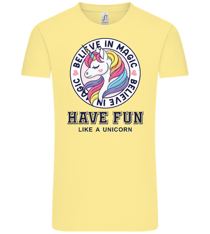 Believe in Magic Unicorn Design - Comfort Unisex T-Shirt_AMARELO CLARO_front