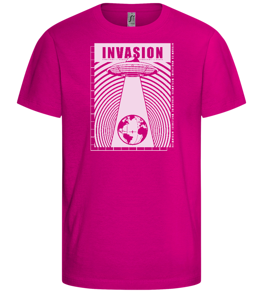 Invasion Ufo Design - Comfort girls' t-shirt_FUCHSIA_front