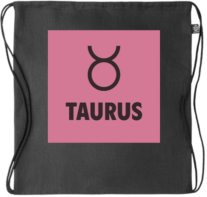 Zodiac Taurus Design - Premium hemp drawstring bag_BLACK_front