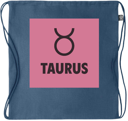 Zodiac Taurus Design - Premium hemp drawstring bag_BLUE_front