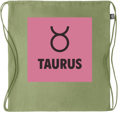 Zodiac Taurus Design - Premium hemp drawstring bag_GREEN_front