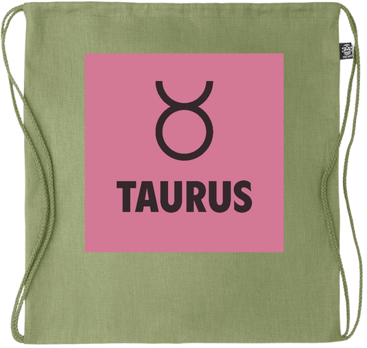 Zodiac Taurus Design - Premium hemp drawstring bag_GREEN_front