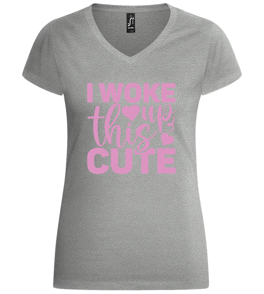 I Woke Up This Cute Hearts Design - Basic women's v-neck t-shirt_ORION GREY_front