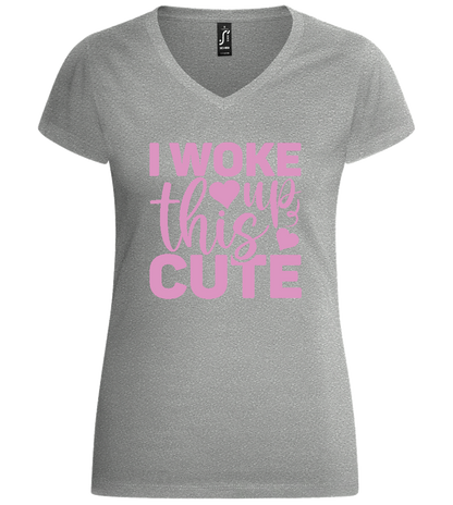 I Woke Up This Cute Hearts Design - Basic women's v-neck t-shirt_ORION GREY_front