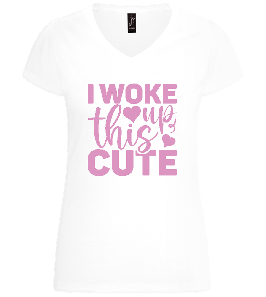 I Woke Up This Cute Hearts Design - Basic women's v-neck t-shirt_WHITE_front