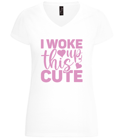 I Woke Up This Cute Hearts Design - Basic women's v-neck t-shirt_WHITE_front