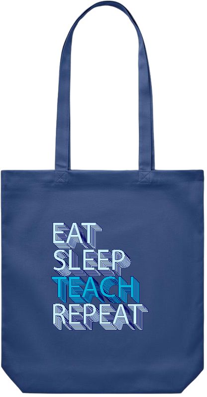 Eat Sleep Teach Repeat Design - Premium Canvas colored cotton shopping bag_BLUE_front