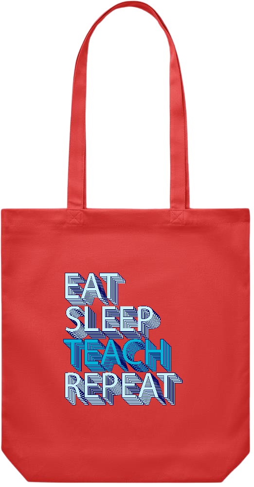 Eat Sleep Teach Repeat Design - Premium Canvas colored cotton shopping bag_RED_front