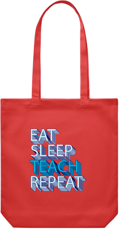 Eat Sleep Teach Repeat Design - Premium Canvas colored cotton shopping bag_RED_front